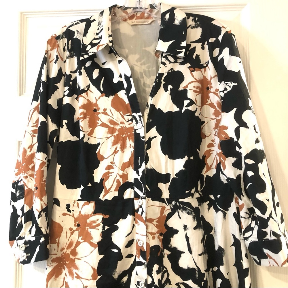 Women’s Soft Surroundings Boho Button Front Layered Midi Dress Sz 12 - Picture 5 of 16